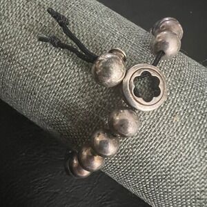 Montblanc Sterling Silver 925 Beaded Cord Bracelet Size 7 Quiet Luxury